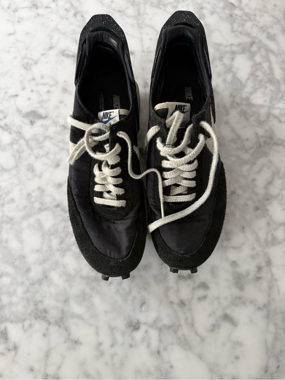 Nike Black Low-Profile Retro Trainer Sneakers with Cream Laces